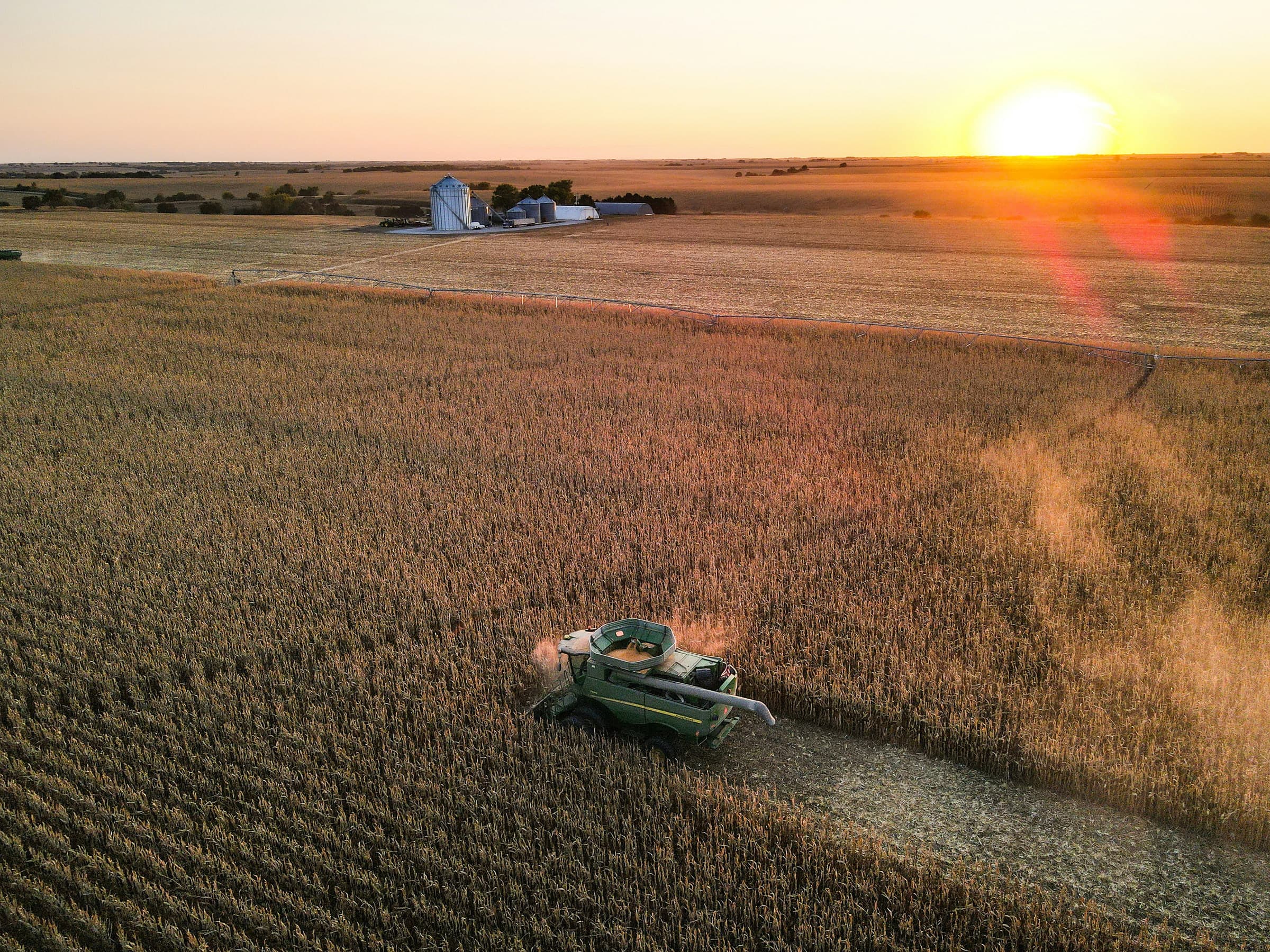 Nebraska farmland at sunset